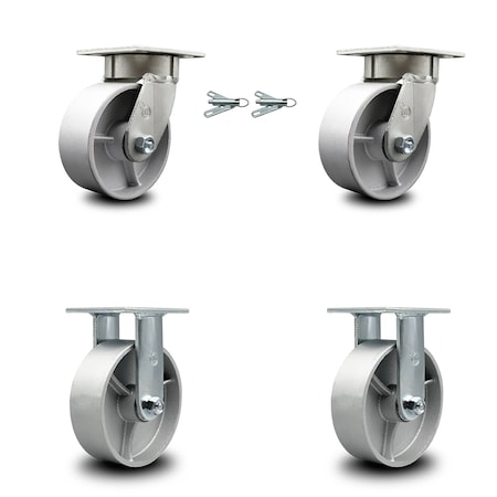 Service Caster 6 Inch Kingpinless Semi Steel Wheel Caster Swivel Locks 2 Rigid SCC, 2PK SCC-KP30S620-SSR-BSL-2-R-2